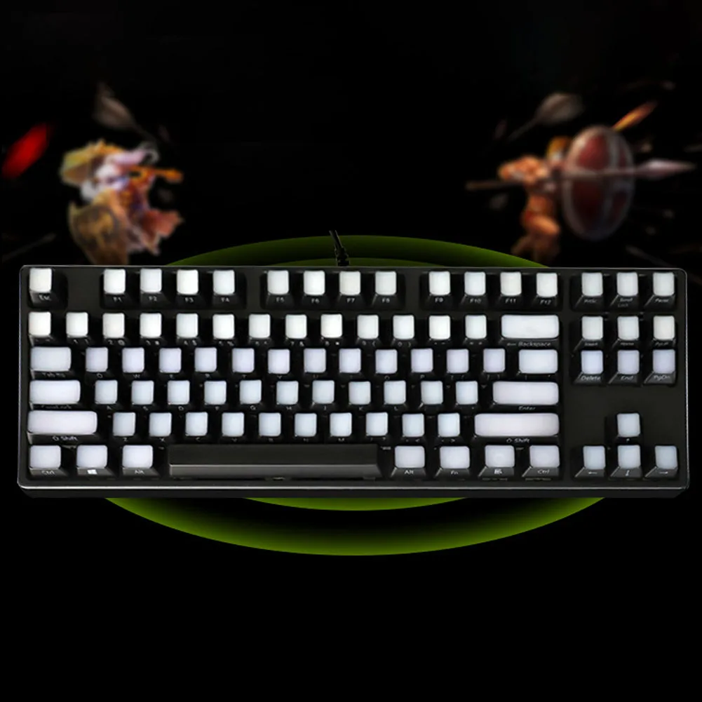 

104 Key Keycap 2 Tone DIY Wear Resistant Accessory Gaming Easy Install Replacement Translucent Light Transmitting Side Printed