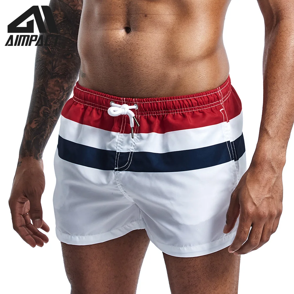 Fashion New Men's Board Shorts Fast Dry Male Swim Trunks Striped Casual Sport Surf Beachwear Hybird Shorts AM2212