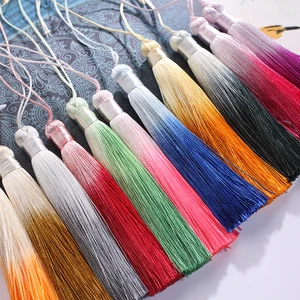 6 шт.лот 10 см градиентные Длинные китайские полиэстерные шелковые кисточки с бахромой для украшений сделай сам Серьги Подвески для рукоделия украшения
