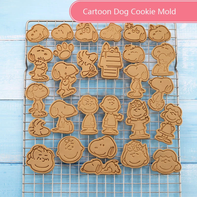 

Набор резаков для печенья, снуби, мультяшная собака, инструмент для хлеба, трехмерный 3d пресс, пластиковый Плунжер, форма для печенья