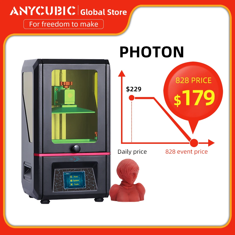 3D принтер ANYCUBIC PHOTON 2 8 сенсорный 2K экран смола SLA/LCD УФ светильник отверждающий