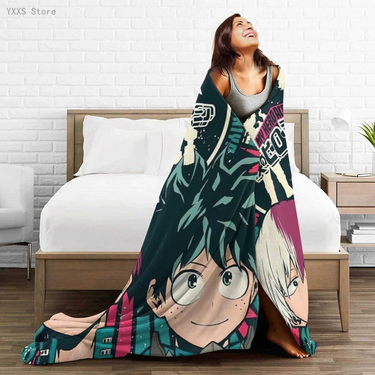 

My Hero Academia 3D Cartoon Sherpa Blanket Warm Super Soft Flannel Office Nap Bedspread Sofa Bedding Plush Quilt Plaids 1788495