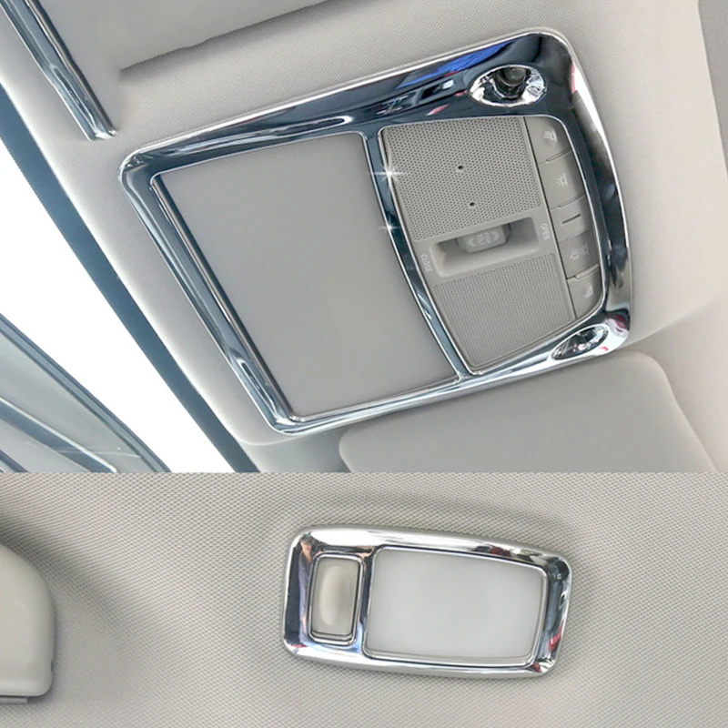 

For Nissan X-trail xtrail T32 Rogue 2014-2018 ABS Chrome front rear reading Lampshade light lamp frame cover trim Sticker 3pcs