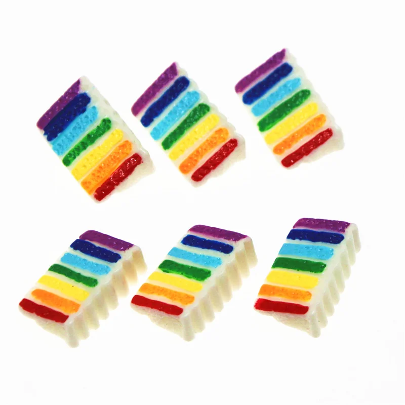 Rainbow cake 10PCS Resin Flatback Cabochon Miniature Food Art Supply Decoration Charm Craft 14x21mm | Дом и сад