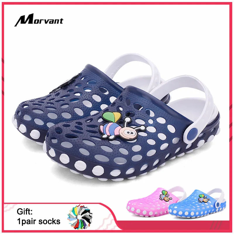 Тапочки детские с вырезами модные шлепанцы для мальчиков и девочек уличная