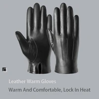 new mens leather gloves riding windproof gloves winter warm goatskin touch screen bike gloves fashion