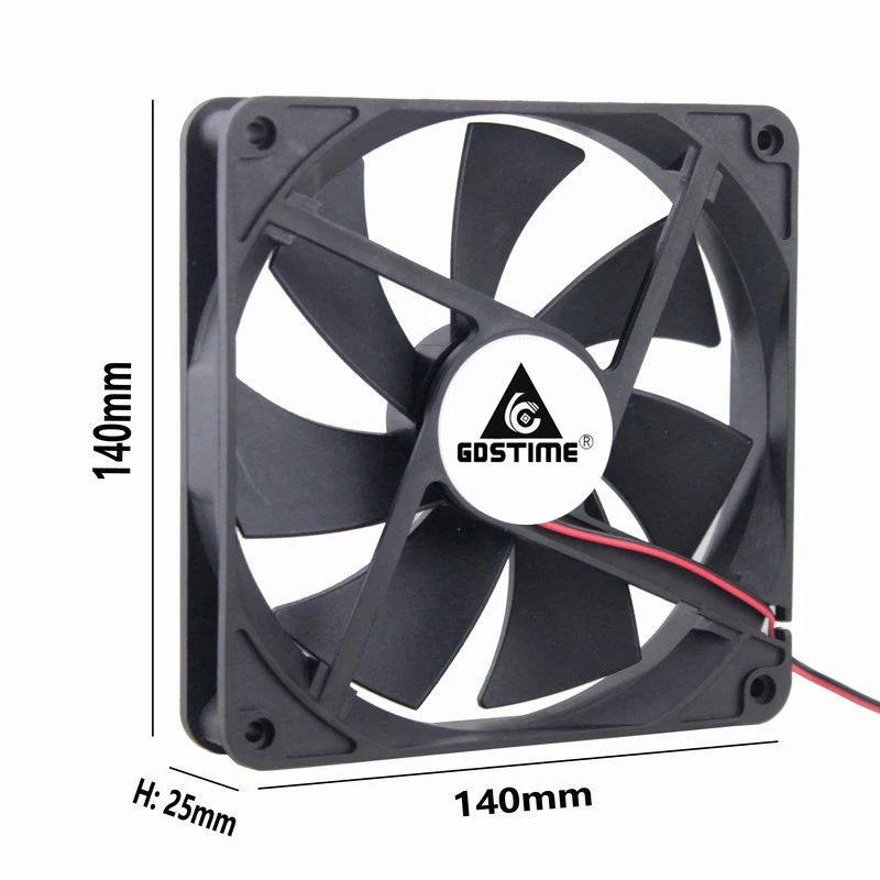2 шт. Gdstime 14025 DC 5V 12V 24V 2Pin USB 140x140x25 мм ПК процессор компьютер бесщеточный чехол