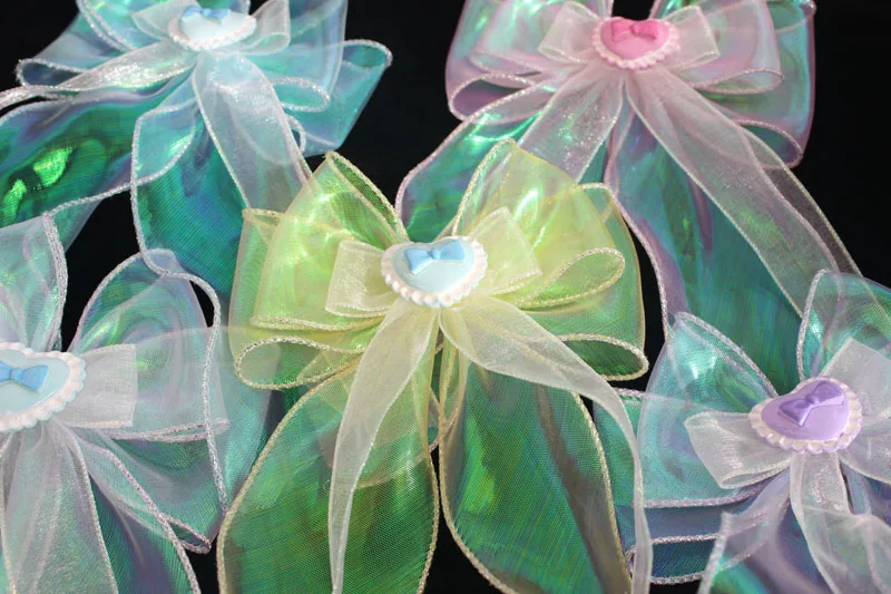 Заколка для волос ручной работы с большим бантом волшебного цвета