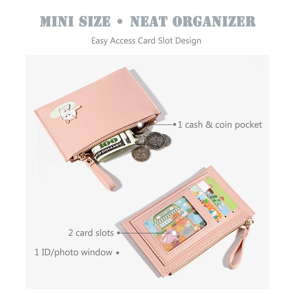 Милый кожаный кошелек на молнии для чтения с кошкой монет держатель карт ID-сумка