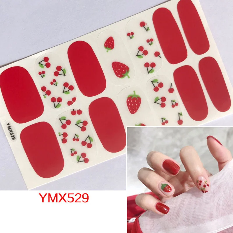 

Lamemoria 1pcs Beauty DIY Nail Patch Adhesive Nail Wraps Night Designs Strawberry Nail Polish Stickers Waterproof Nail Strips