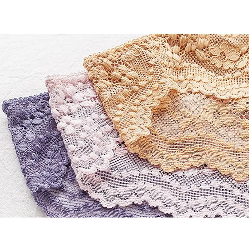 

Women Sexy Solid Color Exquisite Lace Ultra-thin Breathable Soft Low-rise Seamless Briefs Female High Stretch Panties