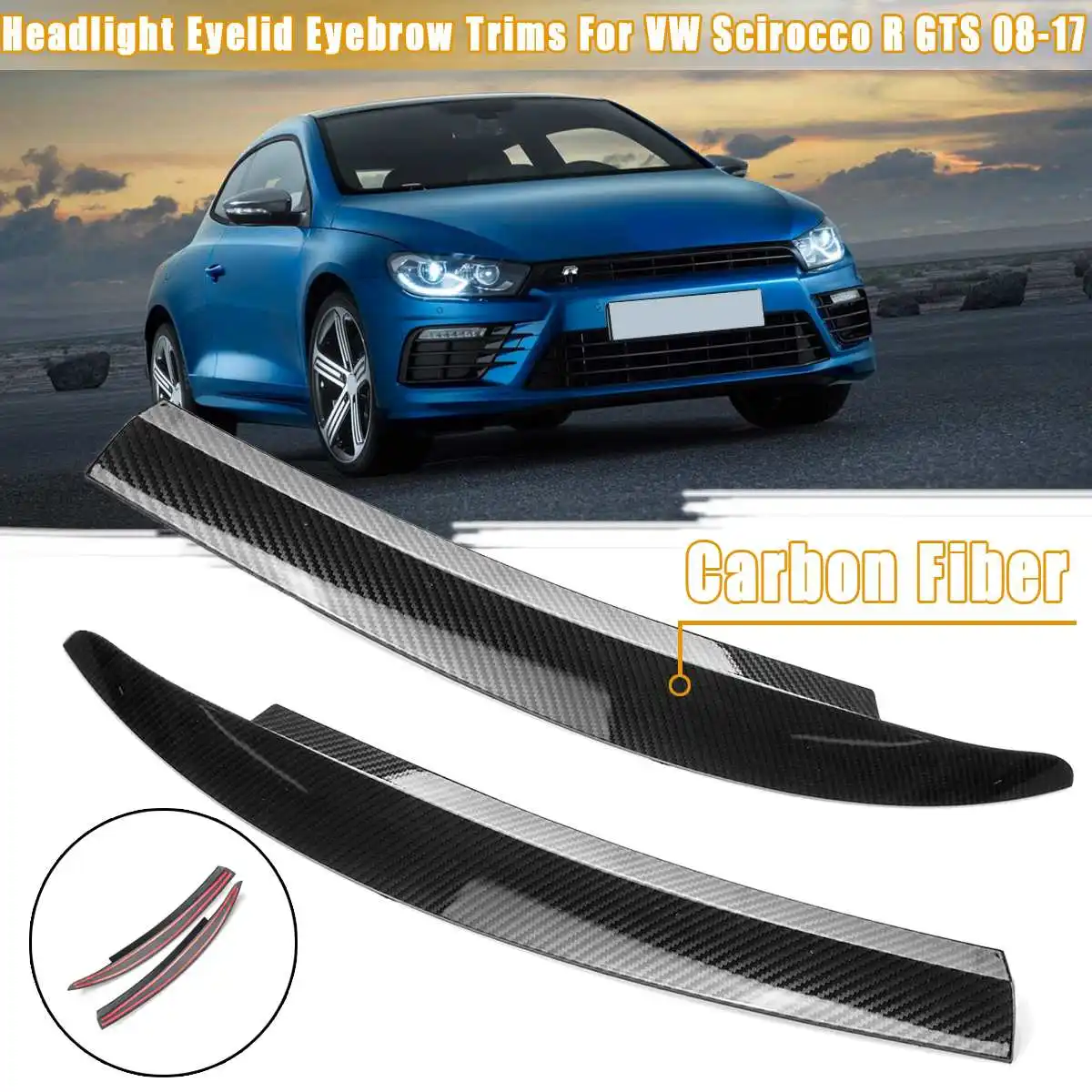 Пара передняя фара век окантовка для VW Scirocco R GTS 2008 2009 2010 2011 2012 2013 Карбон