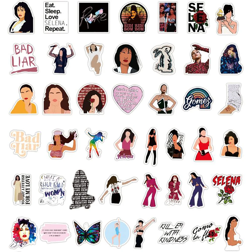 Pegatina impermeable de la cantante Selena Gomez, calcoman&iacute;a bonita para monopat&iacute;n, guitarra, Snowboard de viaje, bricolaje, 10/30/50 Uds.-5