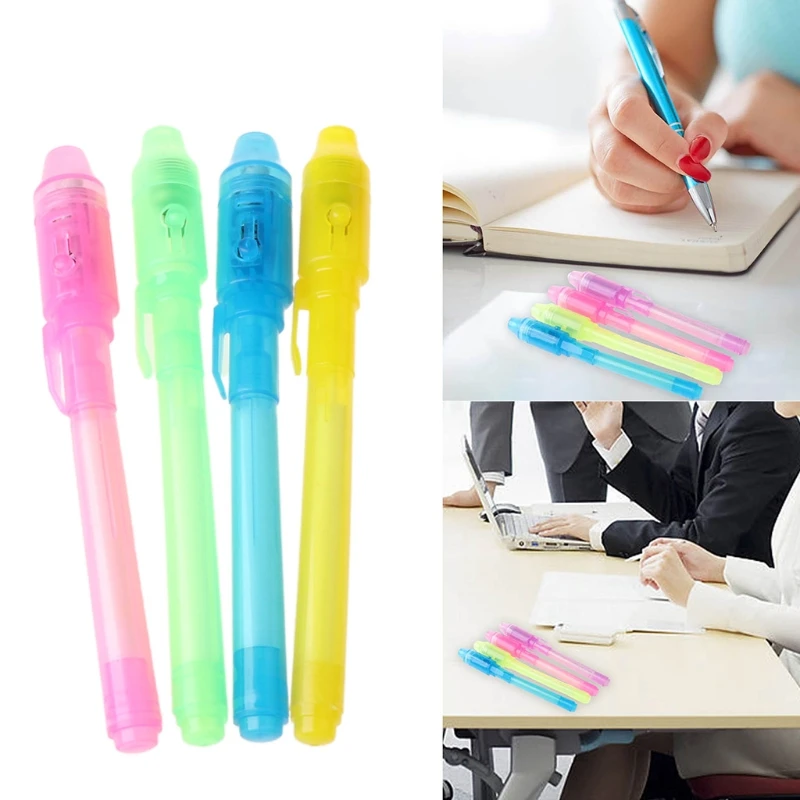 

1PC Check Money UV Light 2 In 1 Invisible Ink Pen Creative Spy Ballpoint Magic Pen Secret Message School Office Writing Tools
