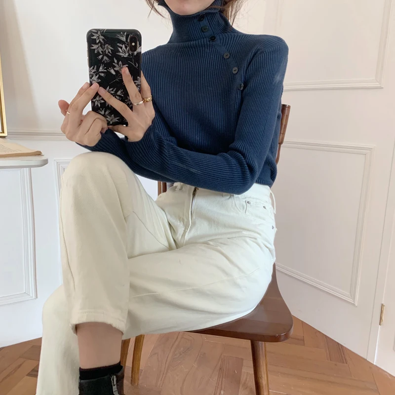 

Fashion new high-neck slim temperament thickened base sweater