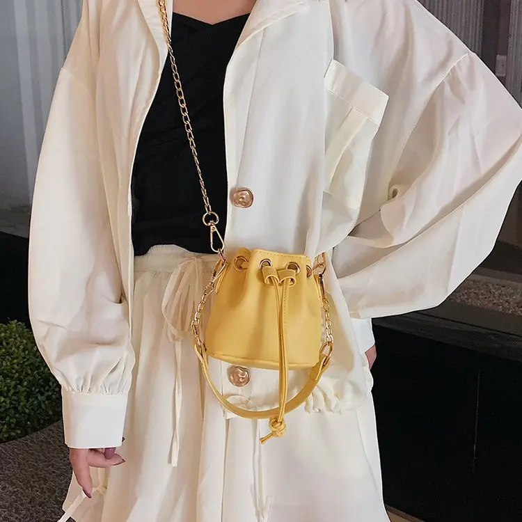 

Fashion Bucket Shoulder Bag Women Drawstring Crossbody Bag Female Messenger Bags Ladies Synthetic Leather Handbag