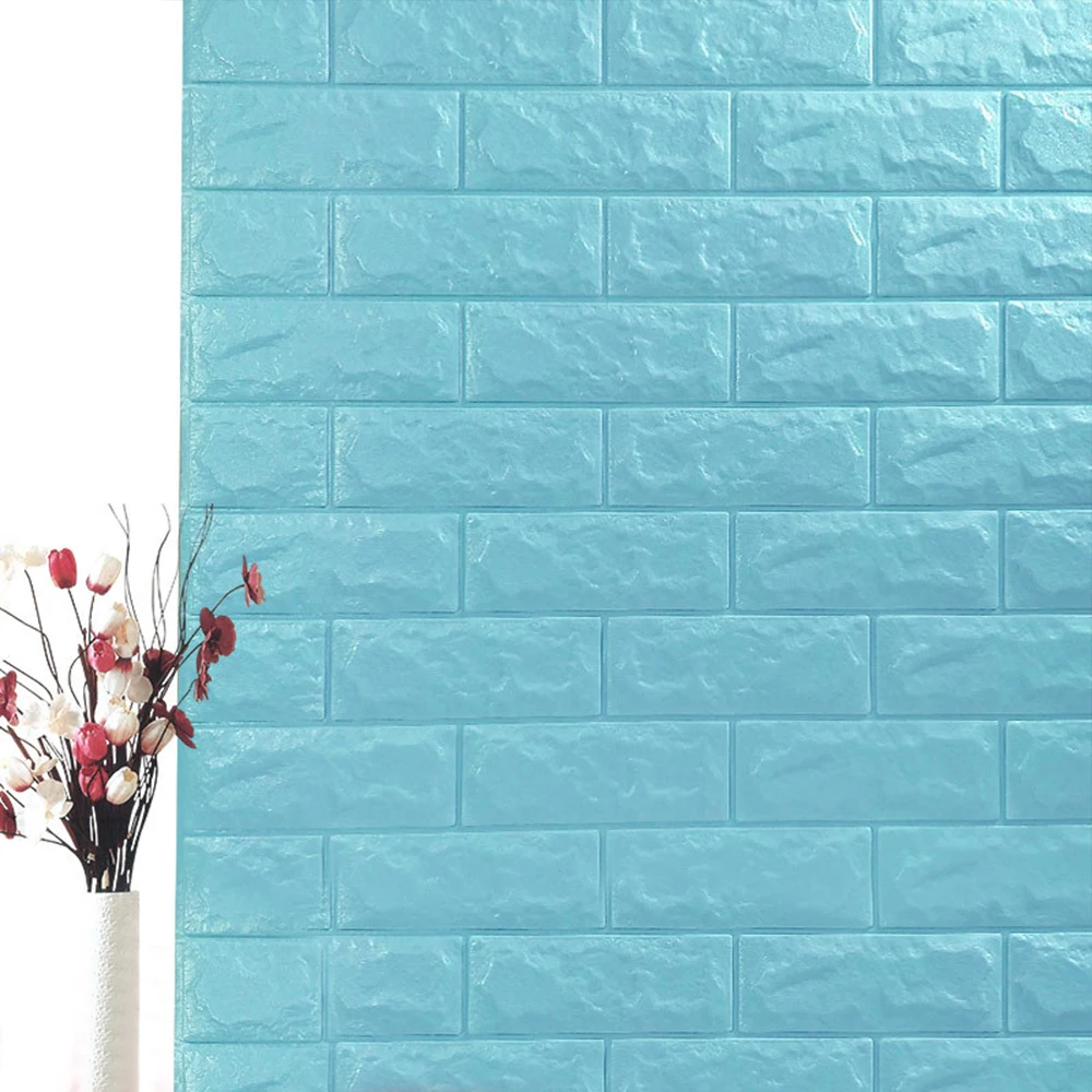 Light blue 1 шт. 3D наклейки на стену имитация кирпича украшения в спальню водонепроницаемые самоклеющиеся обои для гостиной у телевизора на кухне Декор фона - Цвет: Light blue
