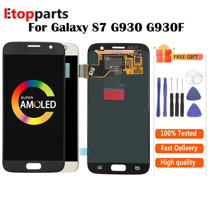 AMOLED для Samsung Galaxy S7 lcd G930 G930F G9300 ЖК экран + сенсорный дигитайзер стеклянная панель в