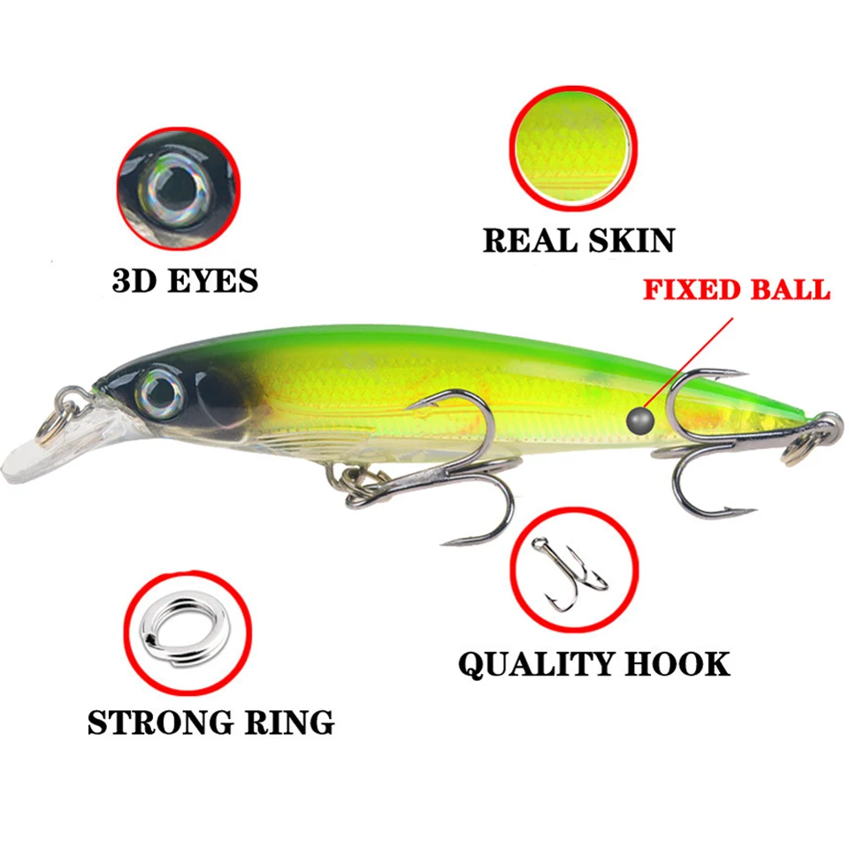 1 шт. воблеры тонущие рыболовные приманки в виде гольяна кренкбейт для окуня