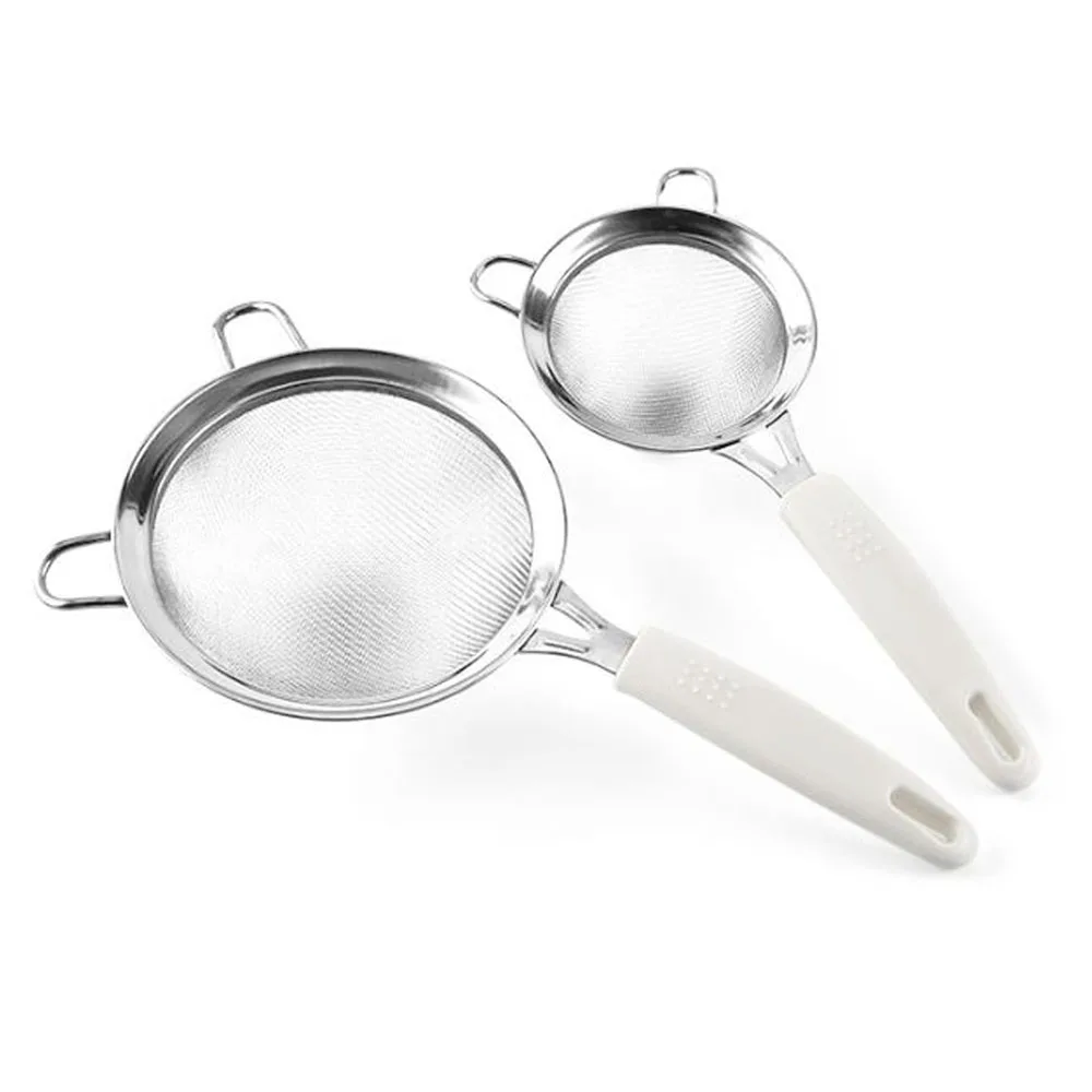 

304 Stainless Steel Flour Sieve Kitchen Flour Handheld Screen Filter Screen Oil Filter Baking Tool