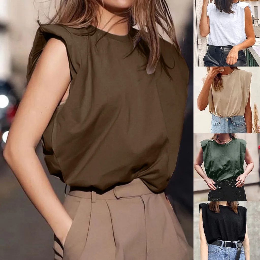

Women Elegant Solid Color Blouse Shirt 2020 Summer O Neck Pleated Blusa Lady New Casual Button Inner Sleeve Tops Loose Blusa A50