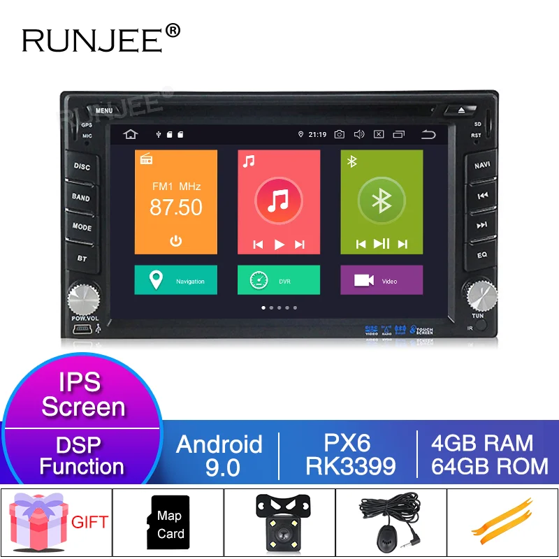 RUNJEE Android 9 4 ГБ 64 Автомобильный мультимедийный 2 din для Nissan TOYOTA Kia RAV4 Honda VW hyundai