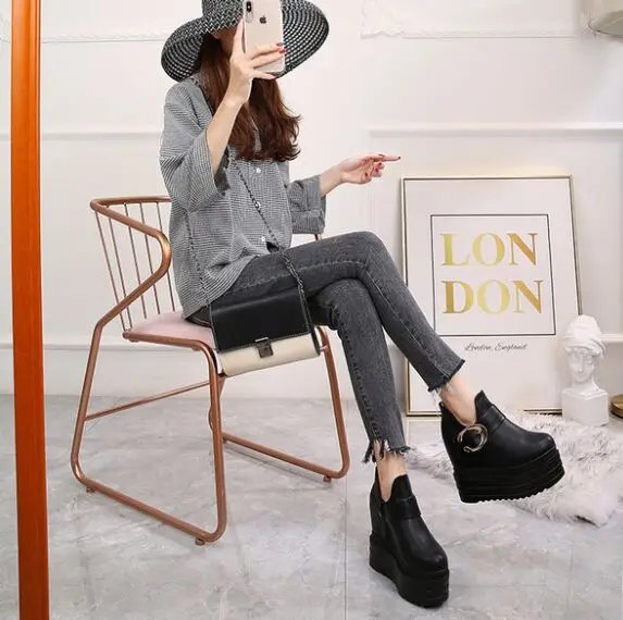 Женские ботильоны на очень высоком каблуке 13 см черные привлекательные ботинки