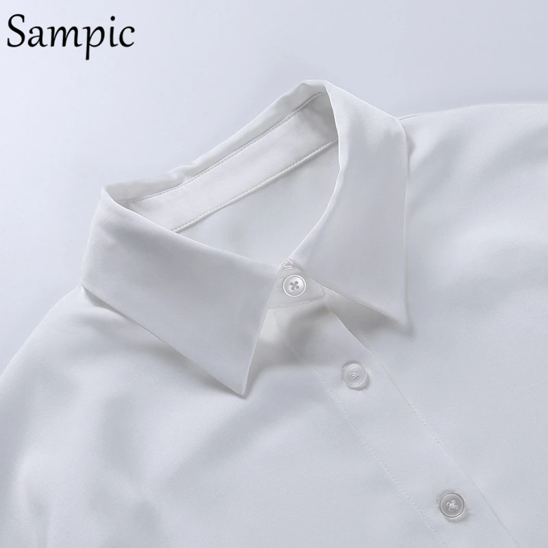

Sampic Winter Fashion Women White Turn Down Collar Blouse Shirt Sexy Ladies Office Autumn 2020 Long Sleeve Oversized Blouse Tops