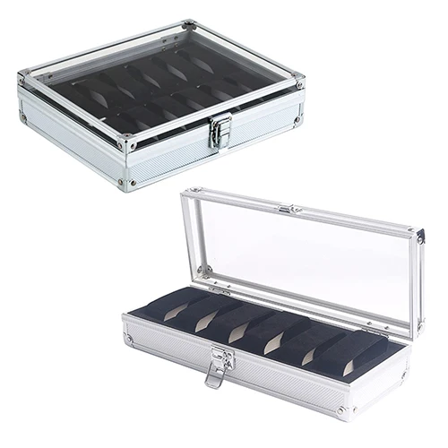 

Hohe Qualitt Metall fall 6/12 Grid Slots Armbanduhr Display fall Lagerung Inhaber Organizer Uhr Fall Schmuck Dispay Uhr Box