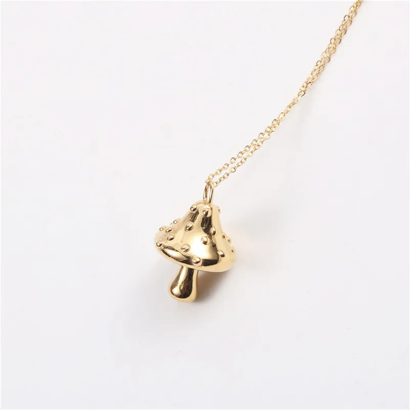 

High End Stainless Steel Jewelry Individuality Mushroom Pendant Necklace For Women