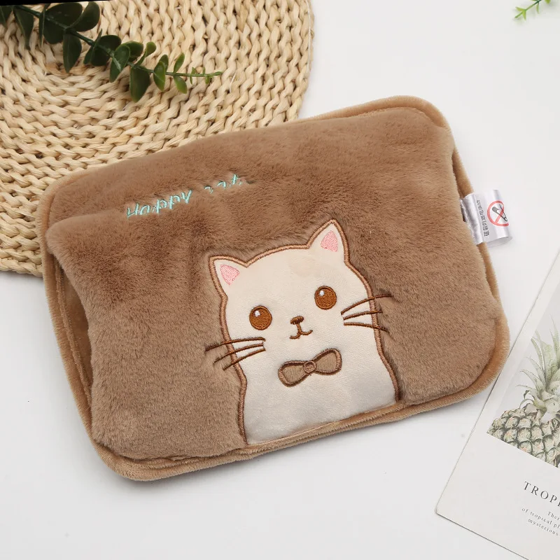 kitten brown bag Зимние грелки для рук с мультяшным маленьким ежиком, электрическая грелка, милый котенок, теплая водная грелка, грелка, мешок с сокровищами, hz-378 - Цвет: kitten brown bag