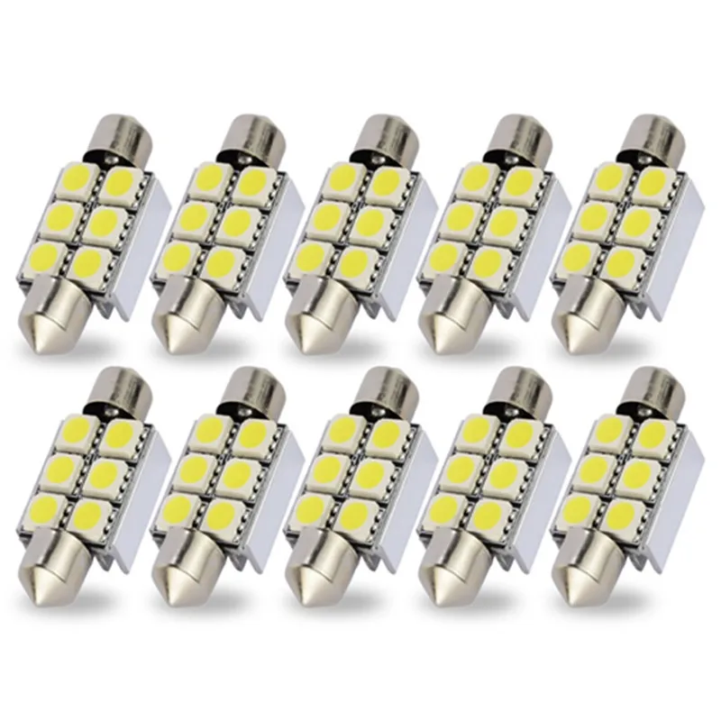 Safego 10 шт. Canbus C5W светодиодный светильник гирлянда купол лампы 5050 6 SMD 36 мм 39 42 без