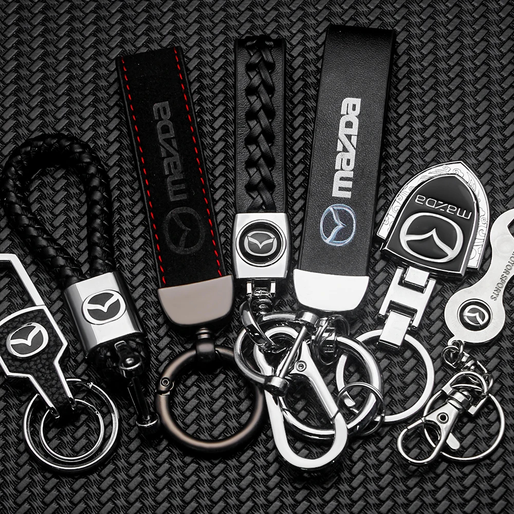

Premium Zinc Alloy Car Keychain Leather Key Ring For Mazda 2 3 5 6 CX3 CX4 CX5 CX7 CX8 CX9 CX30 MX30 323 M3 M6 Axela Atenza RX7