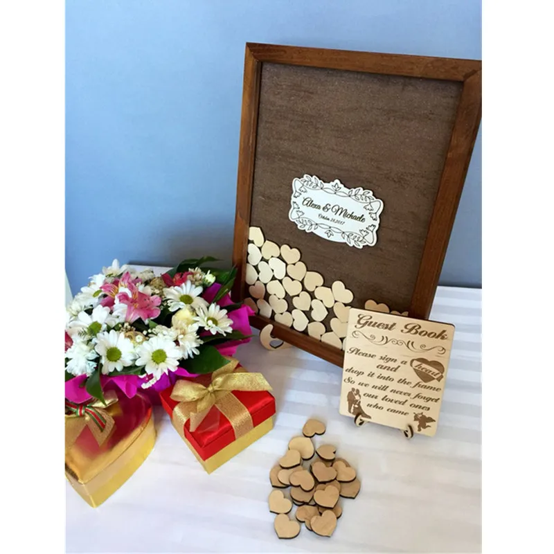 Современная книга для гостей с сердечками альтернативная Подарочная коробка на