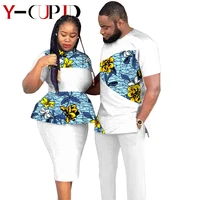 african clothes for couples women patchwork print top and skirts matching men outfit top and pants sets love party wear ys20c010