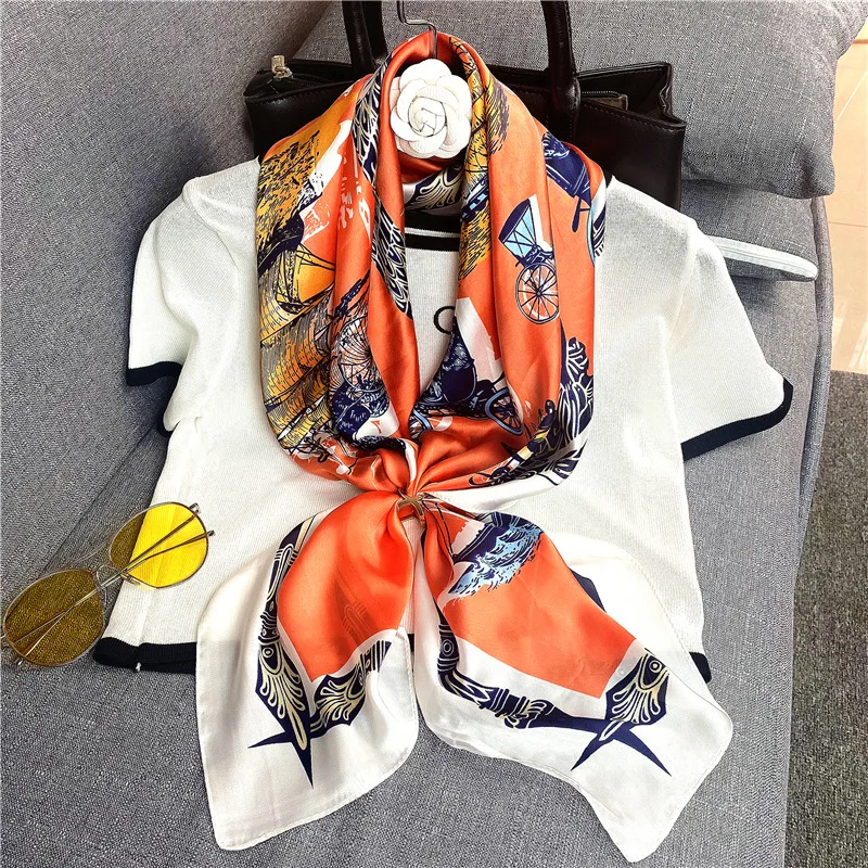 

Fashion Summer Silk Scarf Women Scarves for Hair Neck Cover Female Kerchief Bandana Hijab Bufanda de seda Foulard carre femmes