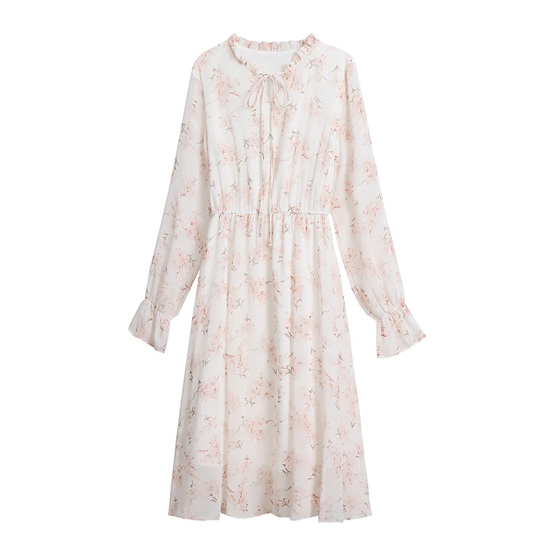

School chiffon dress autumn dress new first love super fairy dress in the long autumn long sleeve broken flower