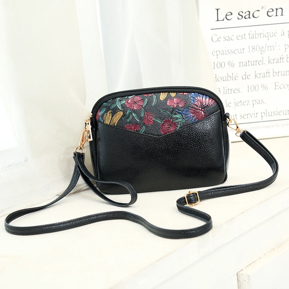 

Винтажная женская сумка-мессенджер через плечо из искусственной кожи с цветочным принтом, повседневная женская маленькая сумочка в стиле п...