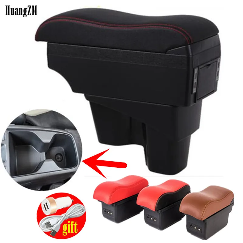 Подлокотник из искусственной кожи с подстаканником пепельницей USB-интерфейсом