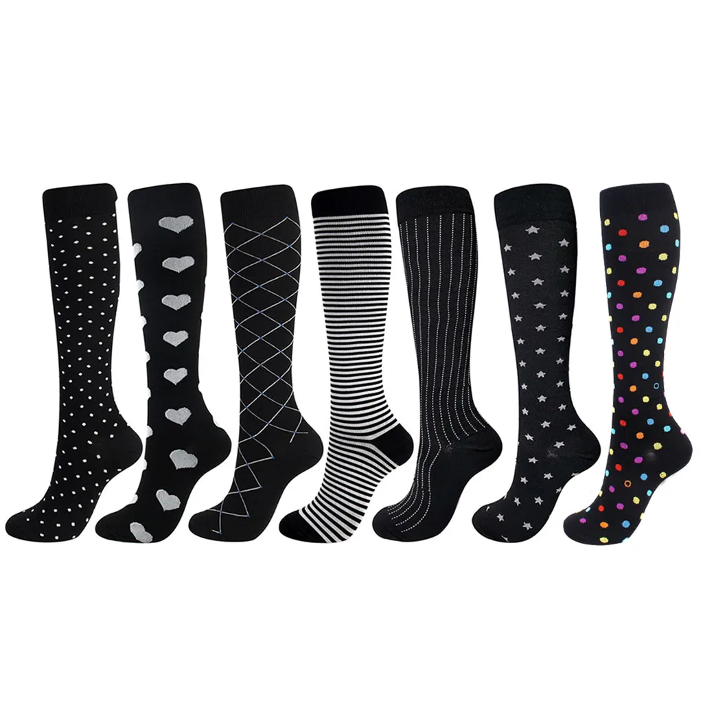 

Compression Stockings Women's Black Crossfit Running Football Sport Long Sock Knee High Elastic Calf Support Travel Nurse Socks