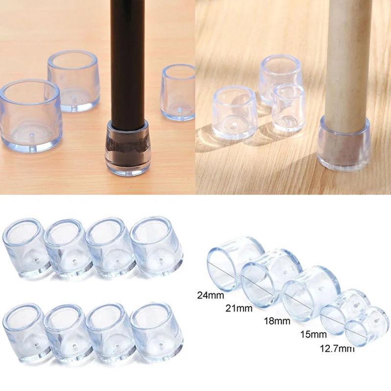 

8 Pcs Chair Leg Caps Feet Protector Pads Soft Round Bottom Furniture Table Covers A1