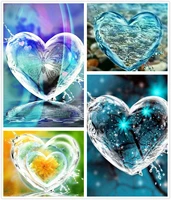 heart shape water 5d diy full square and round diamond painting drill embroidery cross stitch kit wall art home decoration