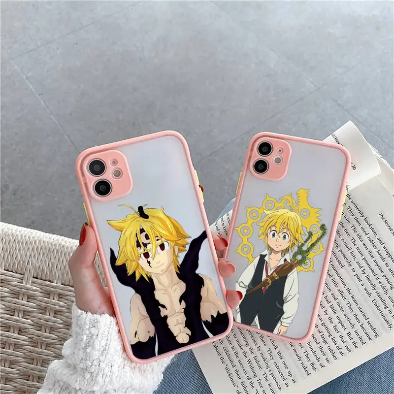 

anime seven deadly sins Phone Case For iPhone 12 11 Mini Pro XR XS Max 7 8 Plus X Matte transparent Pink Cover