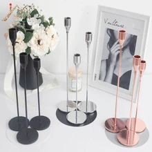 Ins Luxury Metal Candle Holders Candlestick Fashion Wedding Table Candle Stand Exquisite Candlestick Christmas Table Home Decor