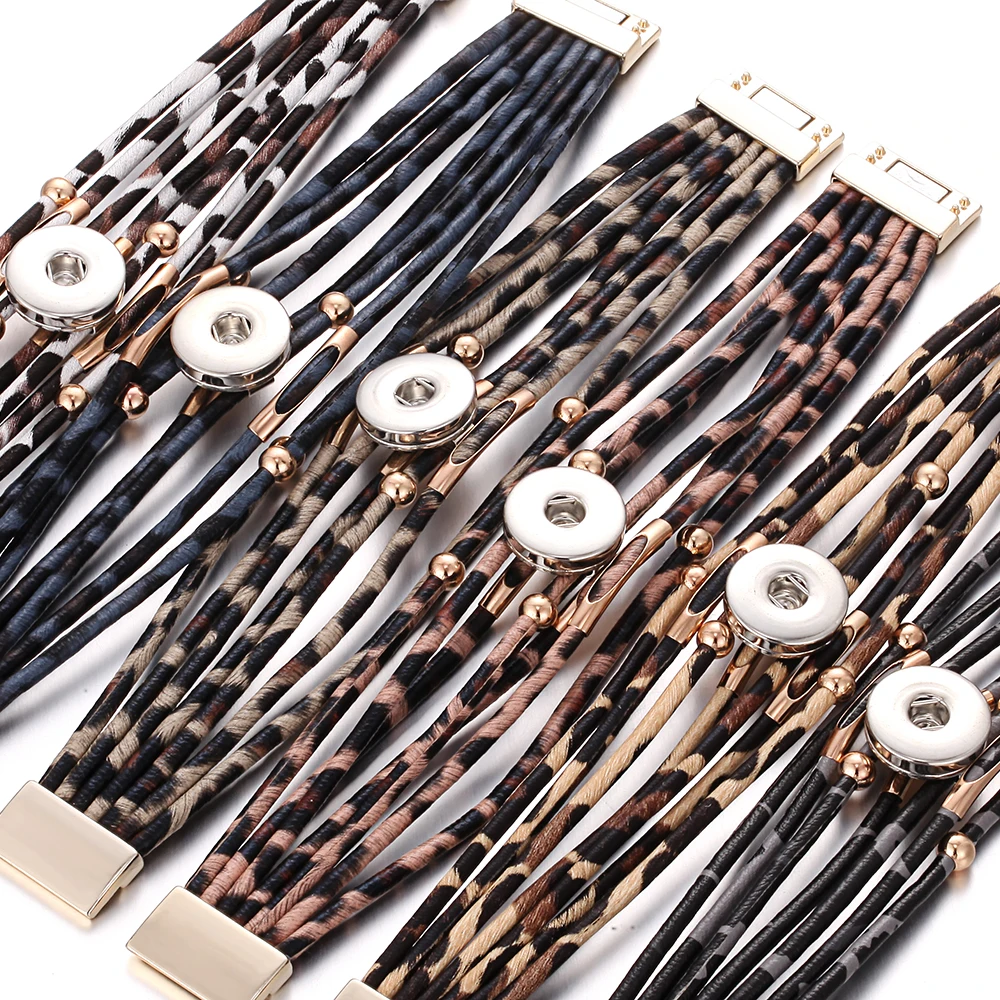 Новый браслет с леопардовым рисунком 18 мм кожаный застежкой украшения для