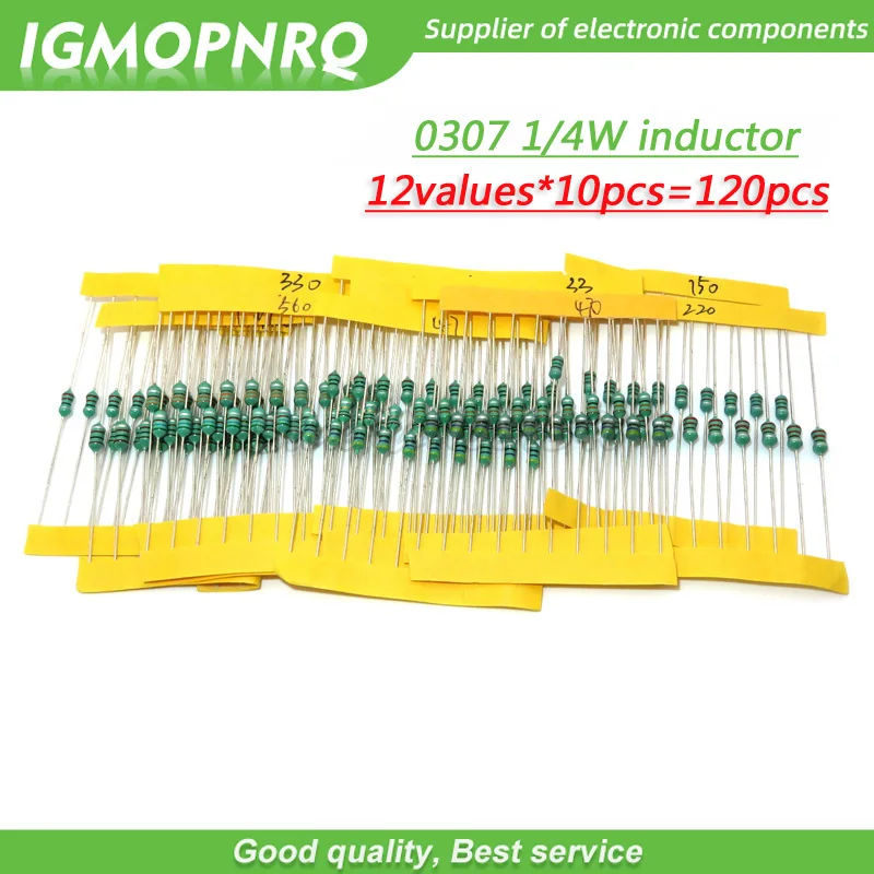 12values each 10pcs=120pcs 0307 1/4W 0.25W inductor 1uH-1MH component sample Assorted kit 1UH 10UH 22UH 33UH 47UH 100UH 1MH | Электронные