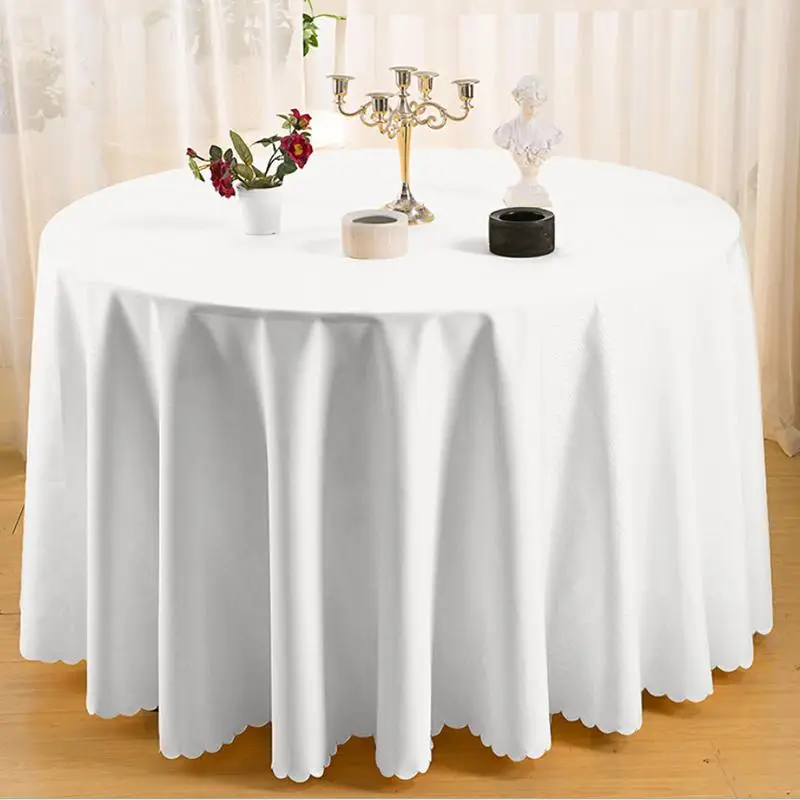 

1pcs Polyester Plain White Round Table Cloth Tablecover For Event Hotel Banquet Wedding Decoration Tablecloth