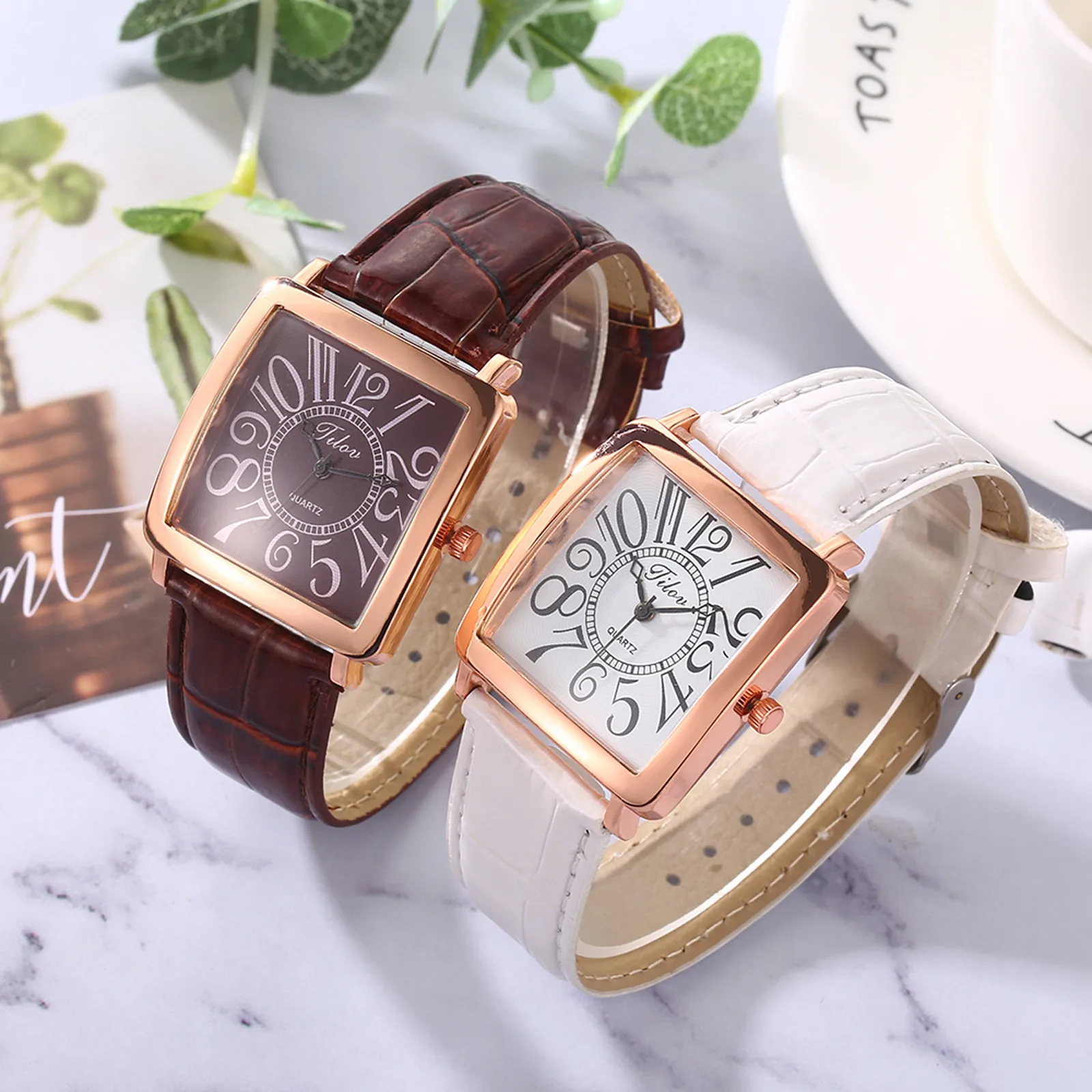 

2021 Hot Selling Square Men's Business Watch Casual Men's Ladies Quartz Watch Leather Strap Watch Часы Женские Наручные
