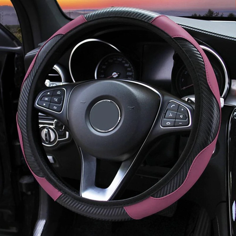 

Car Steering Wheel Cover Breathable Anti Slip PU Steering Covers Suitable 37-38cm Auto steering wheel protective Decoration