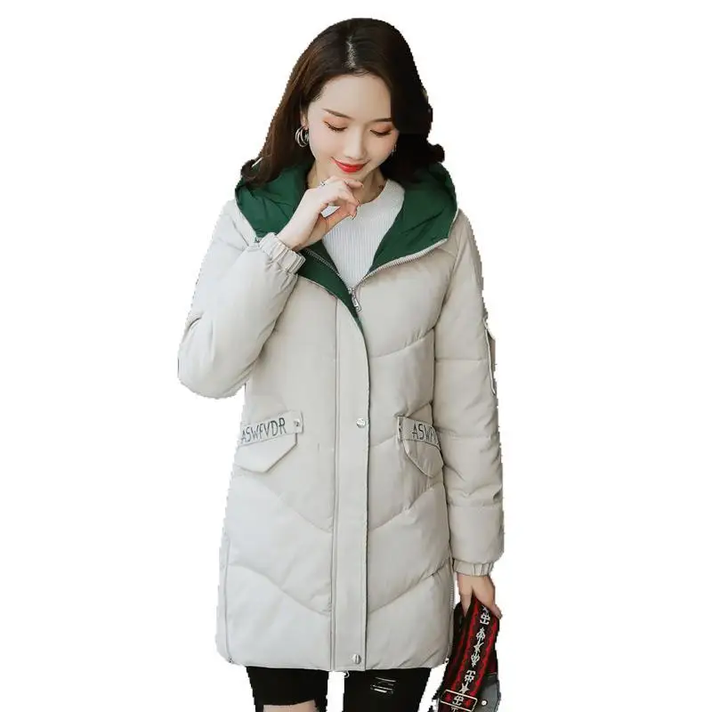 HEFLASHOR Женское зимнее теплое пальто с капюшоном плюс размер зеленая хлопковая